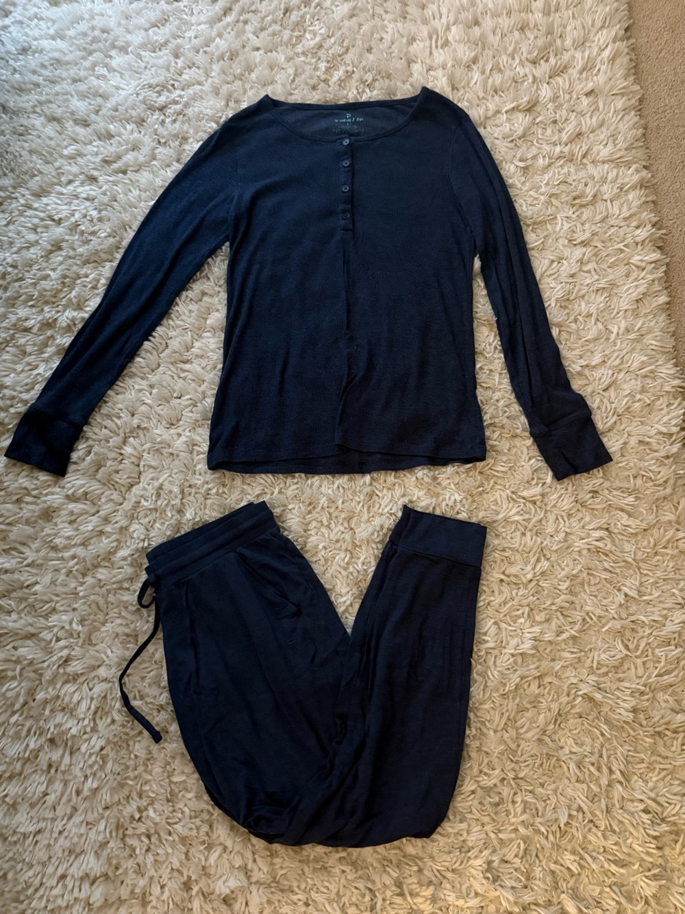 Tommy John Navy Ribbed Henley Top & Jogger Sleep Set